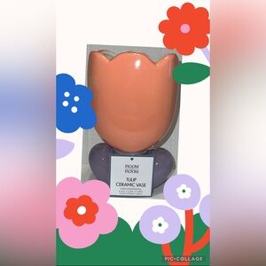 New Purple and Pink Ceramic Vase with Glossy Accents